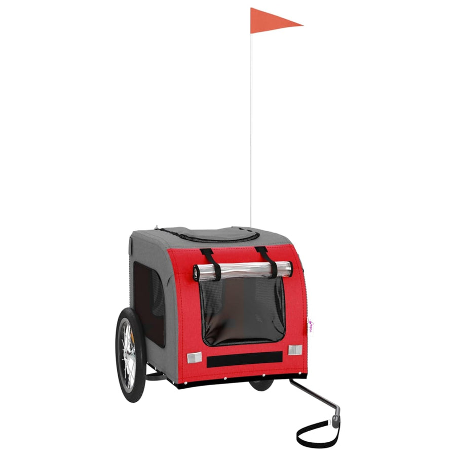 Hondenfietstrailer oxford stof en ijzer rood en grijs 125 x 64 x 66 cm Rood