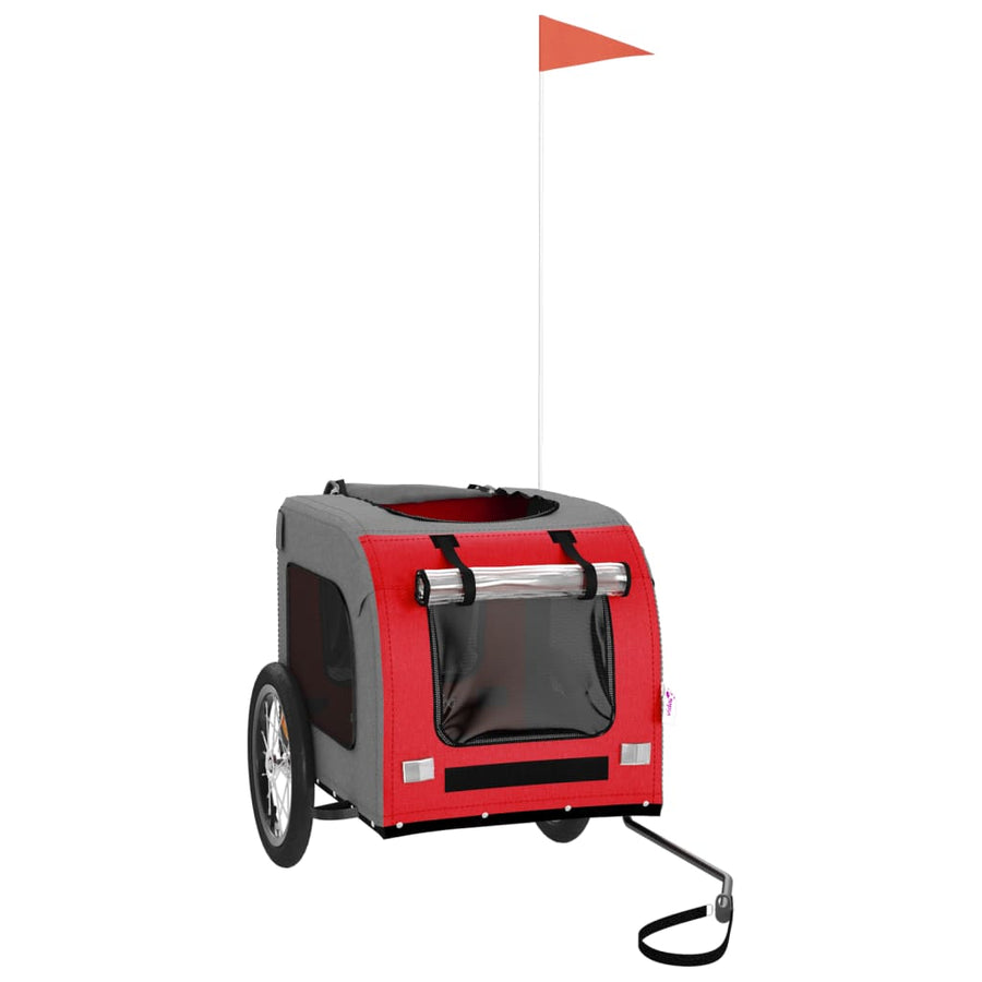 Hondenfietstrailer oxford stof en ijzer rood en grijs 125 x 64 x 66 cm Rood