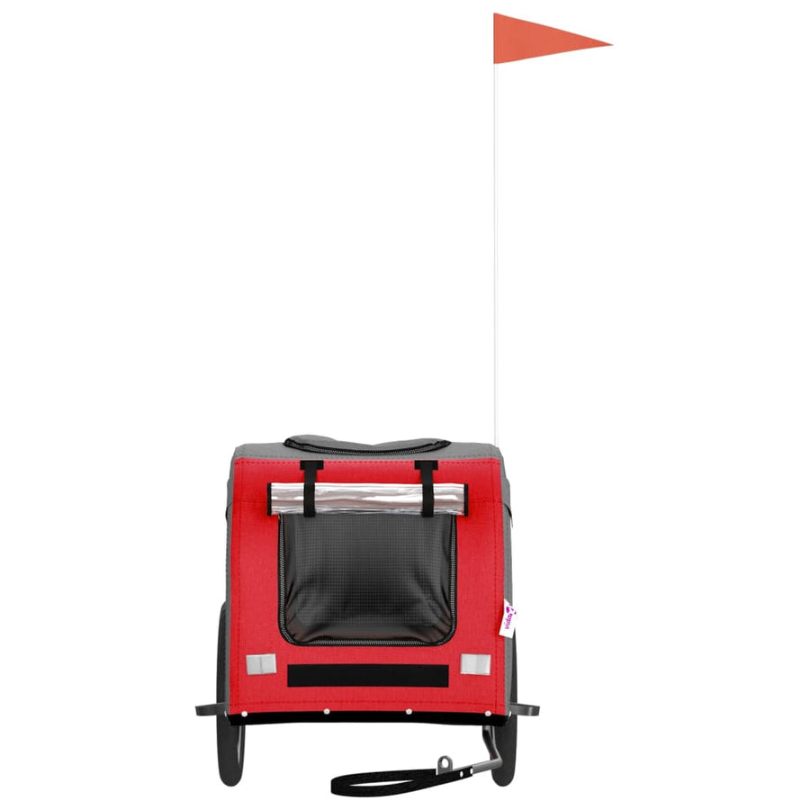 Hondenfietstrailer oxford stof en ijzer rood en grijs 125 x 64 x 66 cm Rood