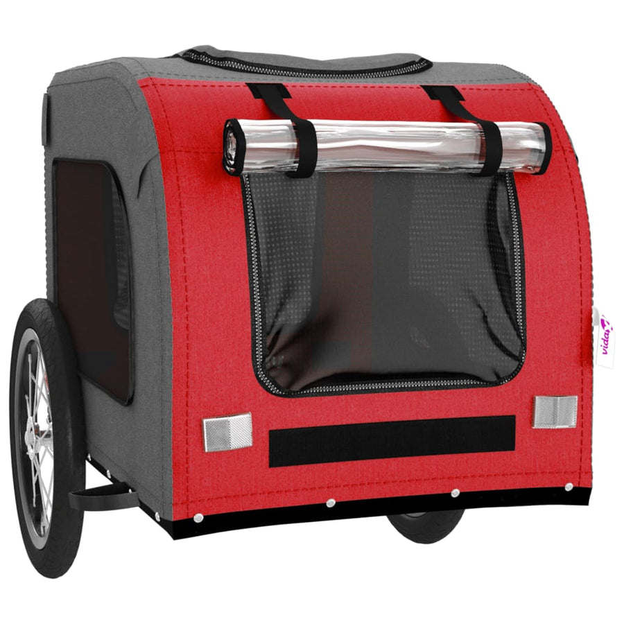 Hondenfietstrailer oxford stof en ijzer rood en grijs 125 x 64 x 66 cm Rood