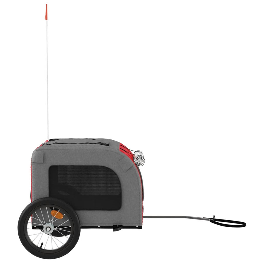Hondenfietstrailer oxford stof en ijzer rood en grijs 125 x 64 x 66 cm Rood