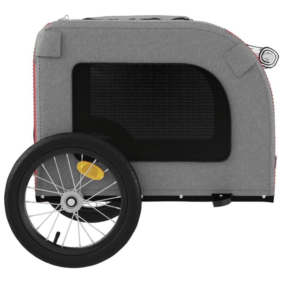 Hondenfietstrailer oxford stof en ijzer rood en grijs 125 x 64 x 66 cm Rood