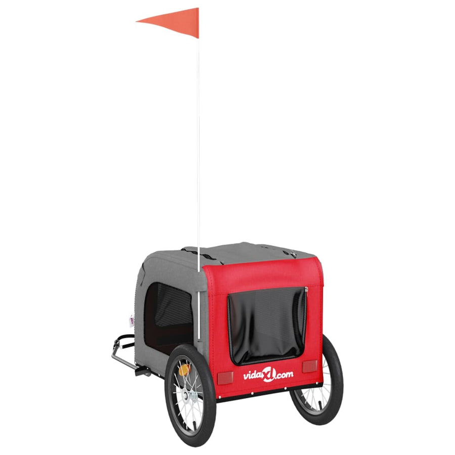 Hondenfietstrailer oxford stof en ijzer rood en grijs 125 x 64 x 66 cm Rood