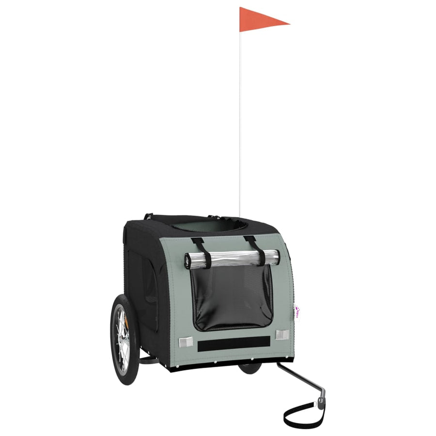 Hondenfietstrailer oxford stof en ijzer zwart en grijs 125 x 64 x 66 cm Zwart en grijs