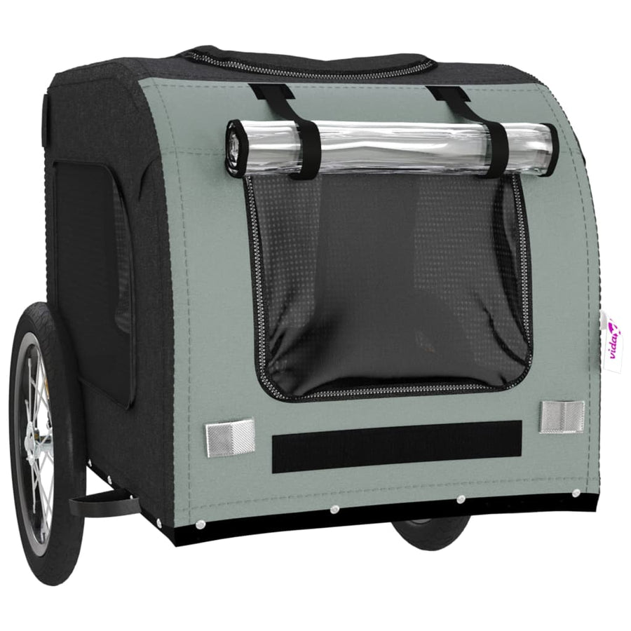 Hondenfietstrailer oxford stof en ijzer zwart en grijs 125 x 64 x 66 cm Zwart en grijs