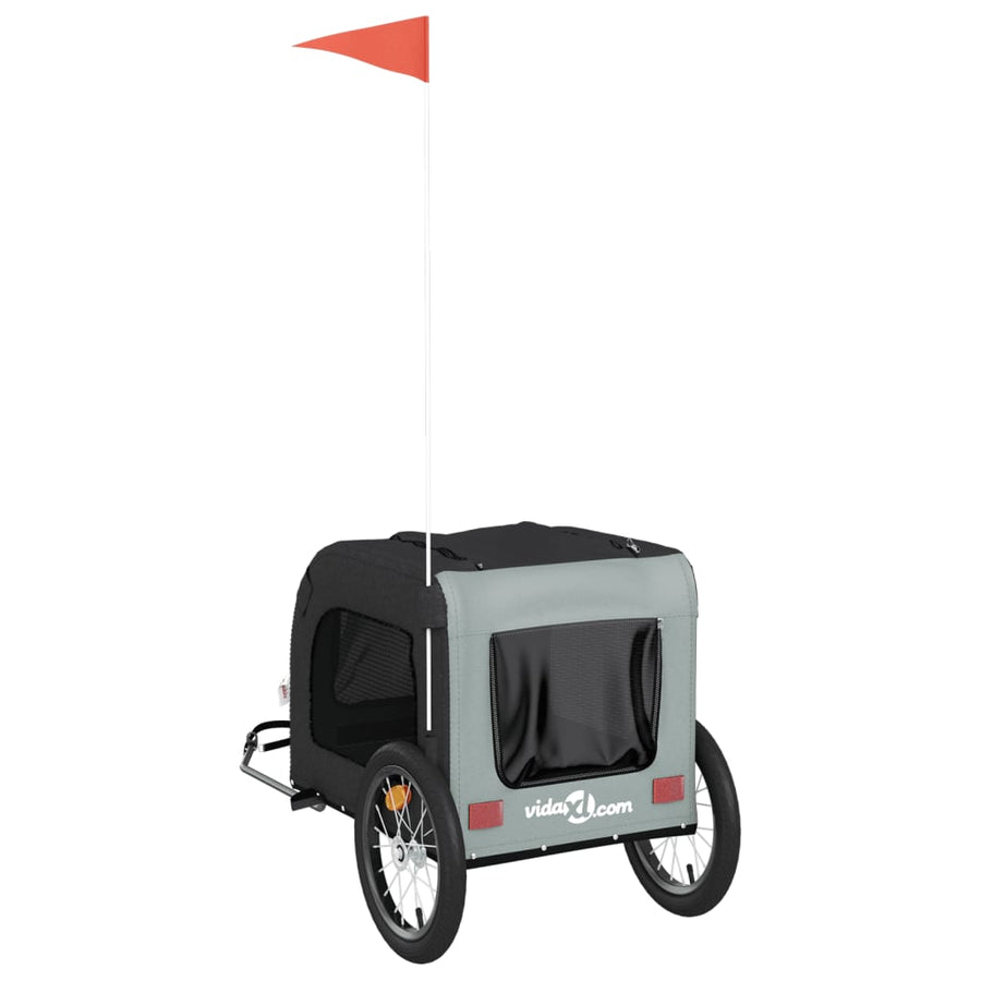 Hondenfietstrailer oxford stof en ijzer zwart en grijs 125 x 64 x 66 cm Zwart en grijs