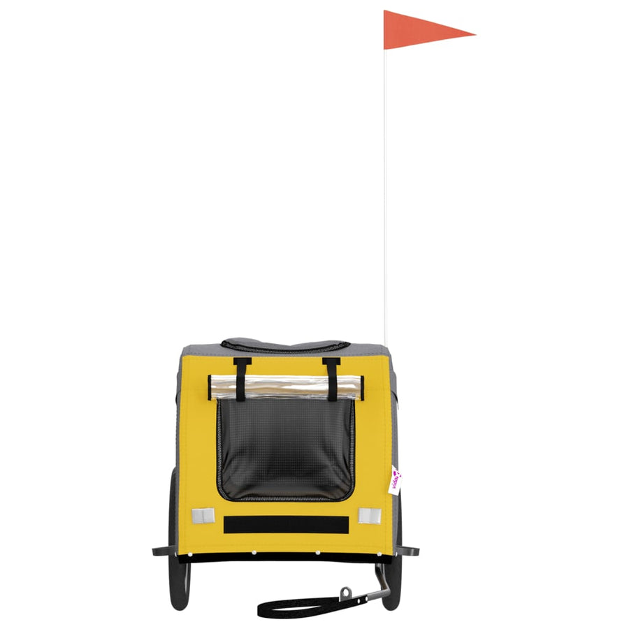 Hondenfietstrailer oxford stof en ijzer geel en grijs 125 x 64 x 66 cm Geel
