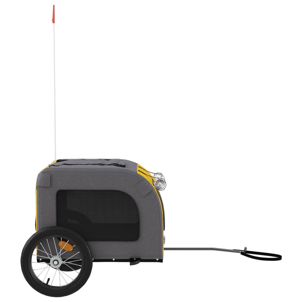 Hondenfietstrailer oxford stof en ijzer geel en grijs 125 x 64 x 66 cm Geel