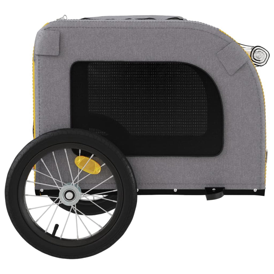 Hondenfietstrailer oxford stof en ijzer geel en grijs 125 x 64 x 66 cm Geel