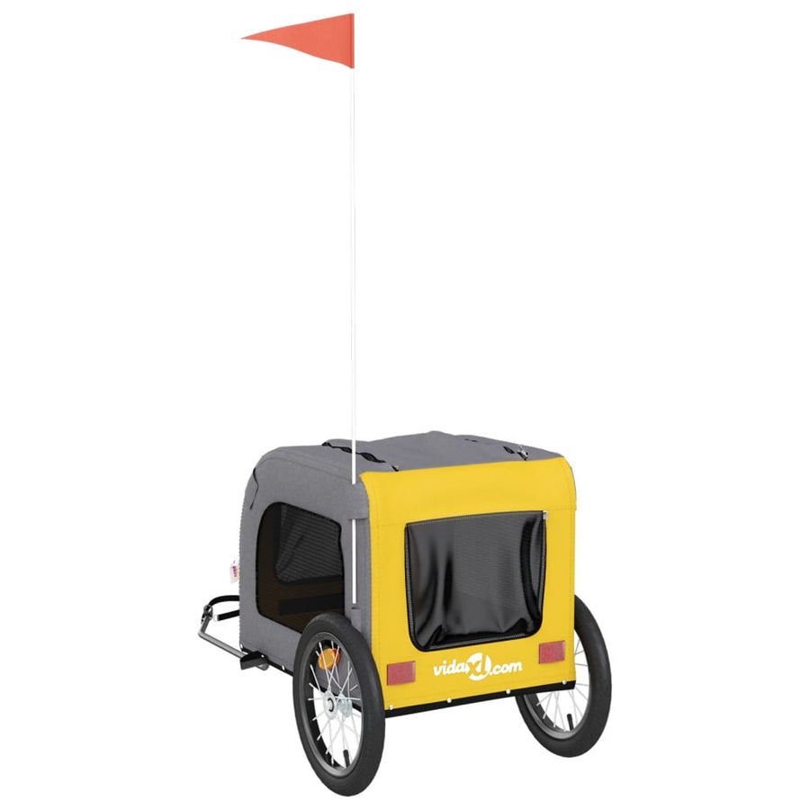 Hondenfietstrailer oxford stof en ijzer geel en grijs 125 x 64 x 66 cm Geel