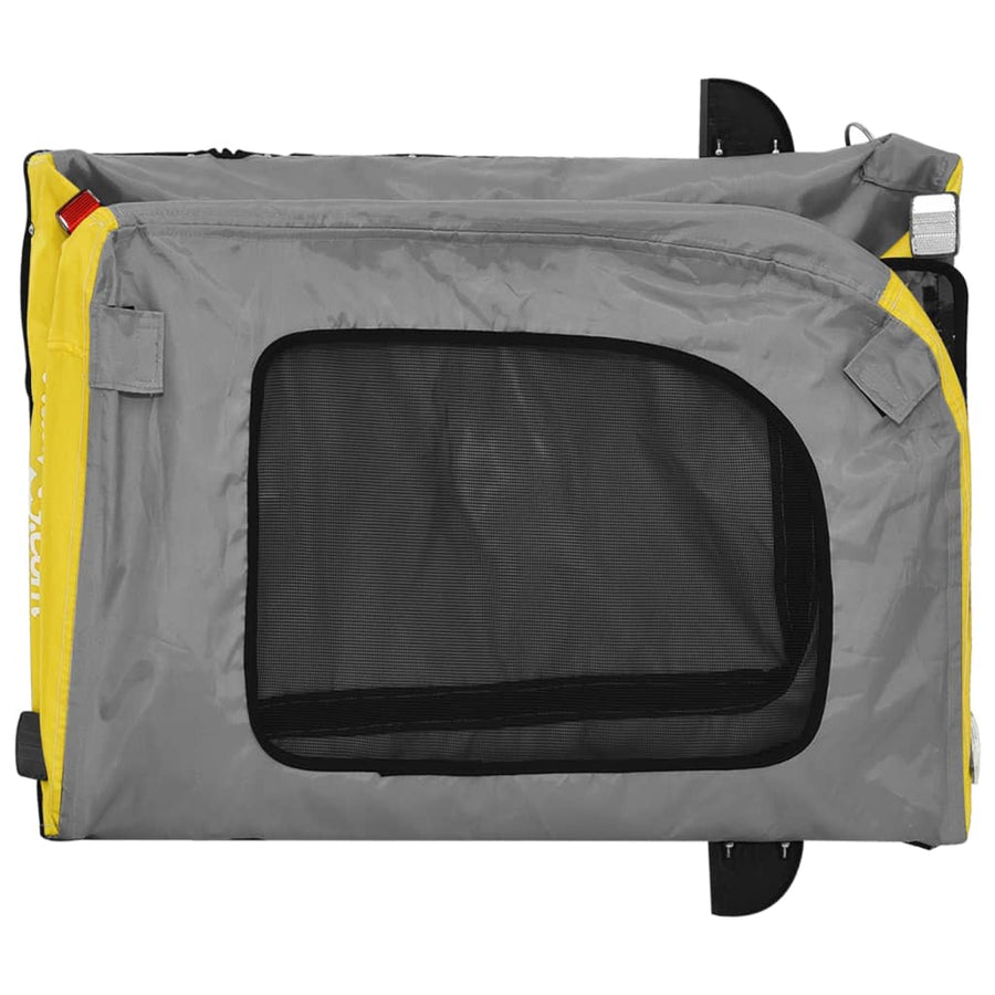 Hondenfietstrailer oxford stof en ijzer geel en grijs 125 x 64 x 66 cm Geel