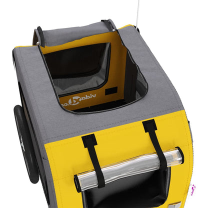 Hondenfietstrailer oxford stof en ijzer geel en grijs 125 x 64 x 66 cm Geel