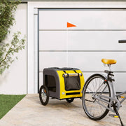 Hondenfietstrailer 125x64x66 cm geel grijs