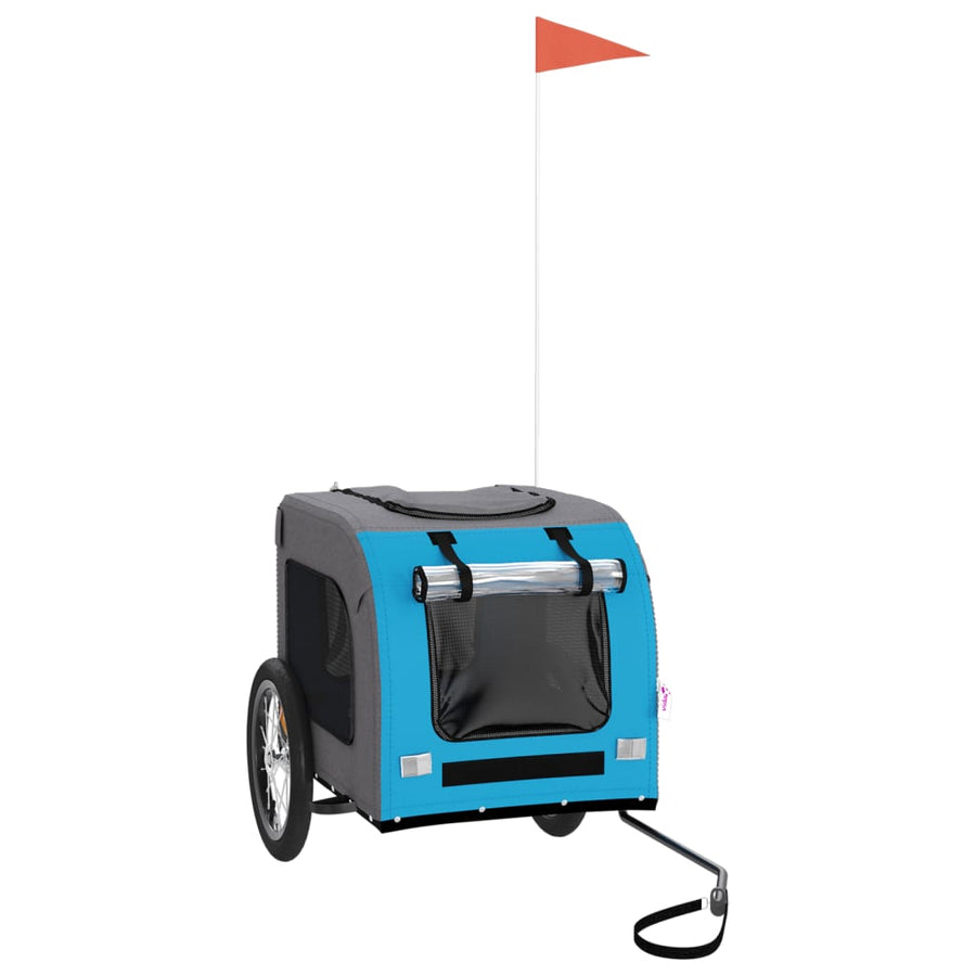 Hondenfietstrailer oxford stof en ijzer blauw en grijs 125 x 64 x 66 cm Blauw