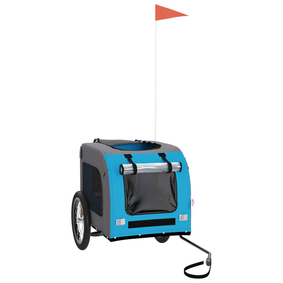 Hondenfietstrailer oxford stof en ijzer blauw en grijs 125 x 64 x 66 cm Blauw