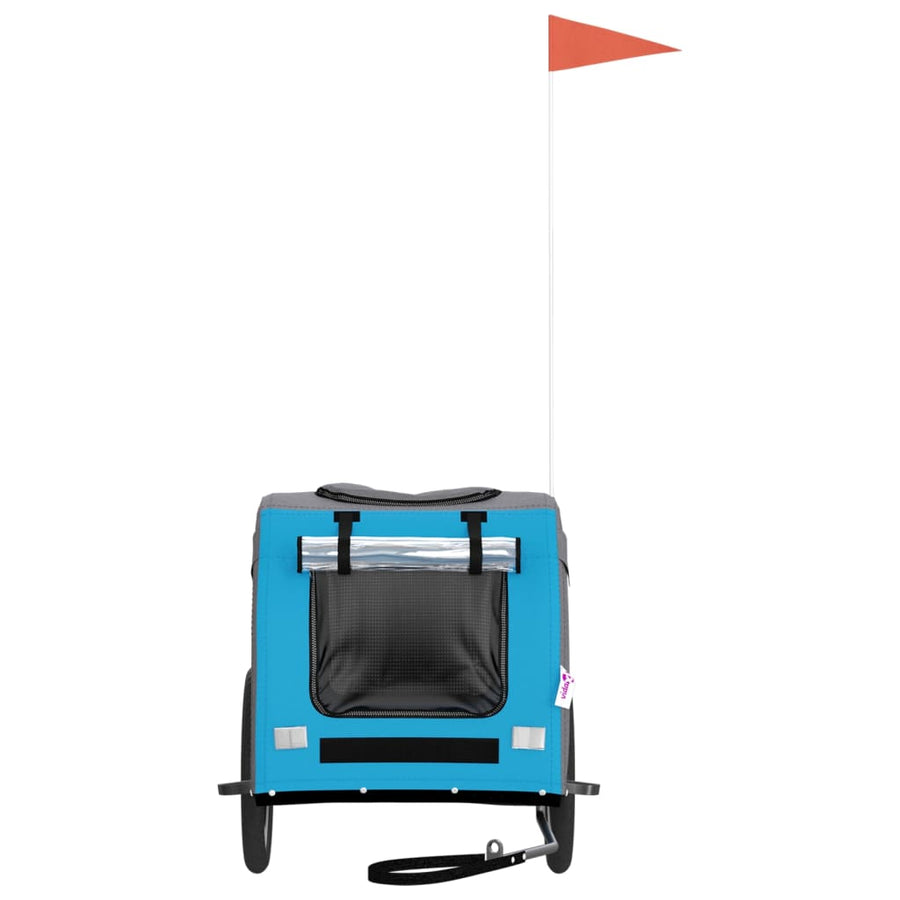 Hondenfietstrailer oxford stof en ijzer blauw en grijs 125 x 64 x 66 cm Blauw