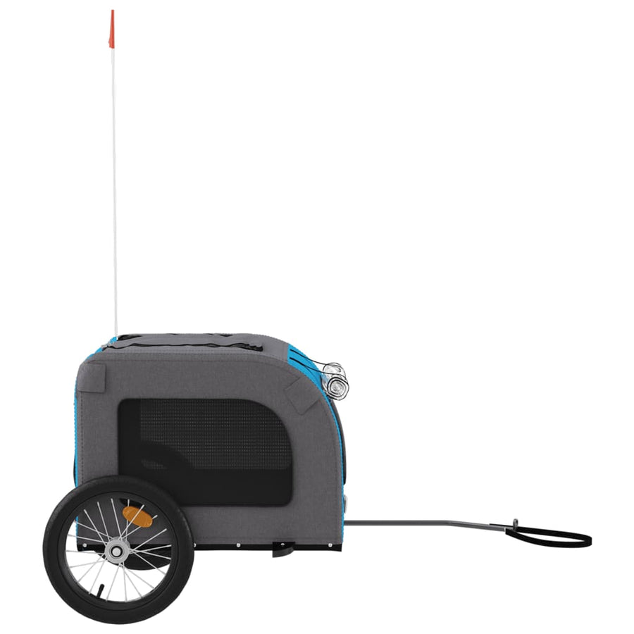 Hondenfietstrailer oxford stof en ijzer blauw en grijs 125 x 64 x 66 cm Blauw