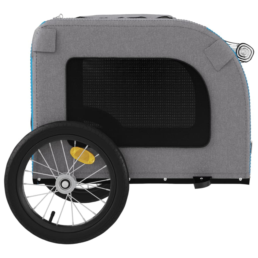 Hondenfietstrailer oxford stof en ijzer blauw en grijs 125 x 64 x 66 cm Blauw