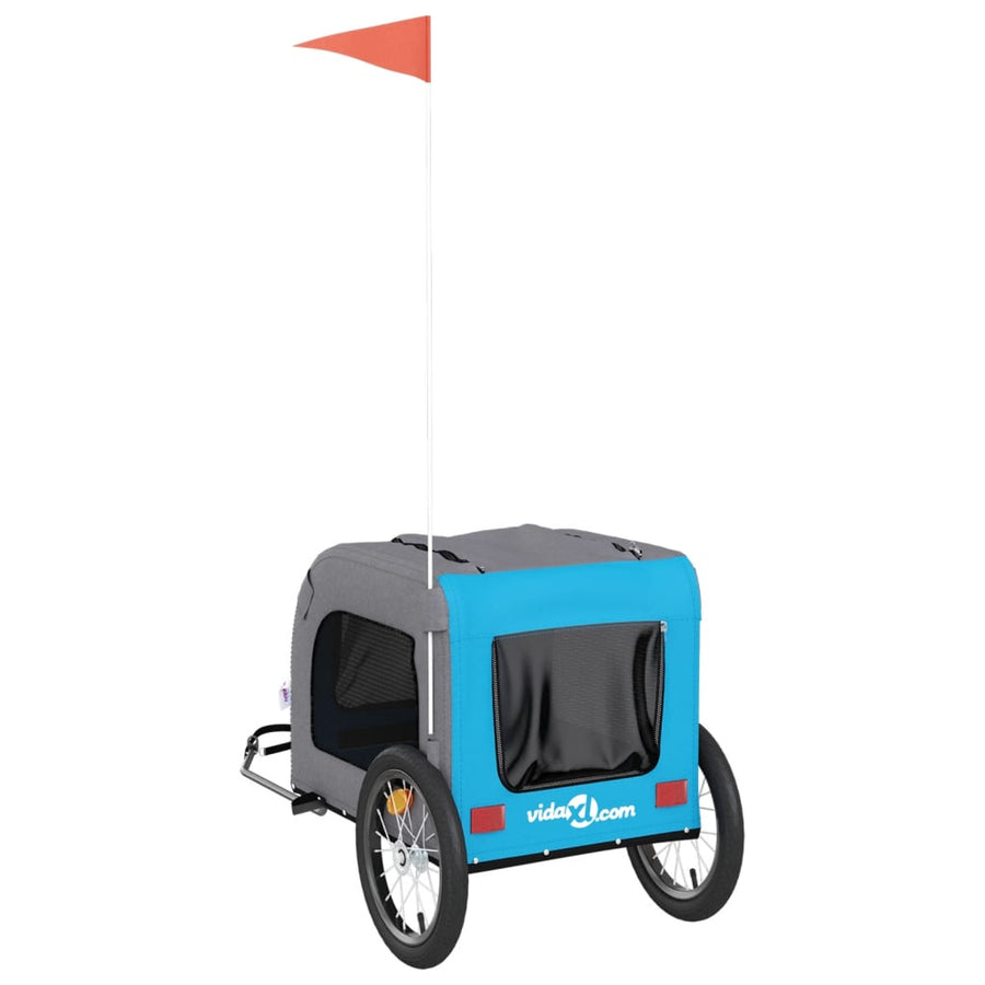 Hondenfietstrailer oxford stof en ijzer blauw en grijs 125 x 64 x 66 cm Blauw