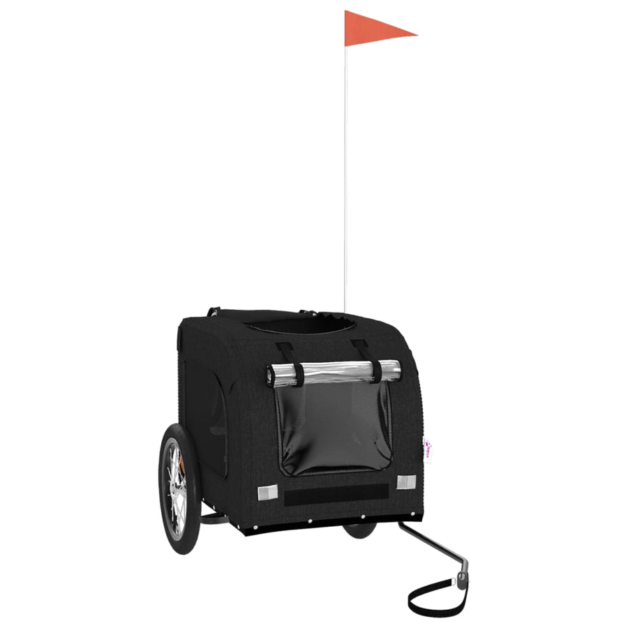 Hondenfietstrailer oxford stof en ijzer zwart 125 x 64 x 66 cm Zwart