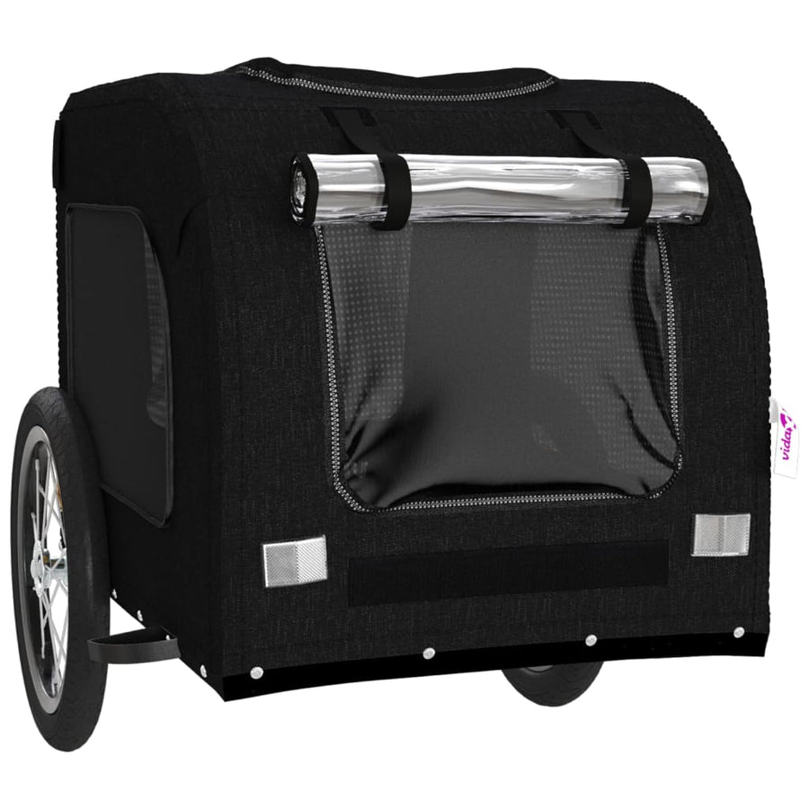 Hondenfietstrailer oxford stof en ijzer zwart 125 x 64 x 66 cm Zwart