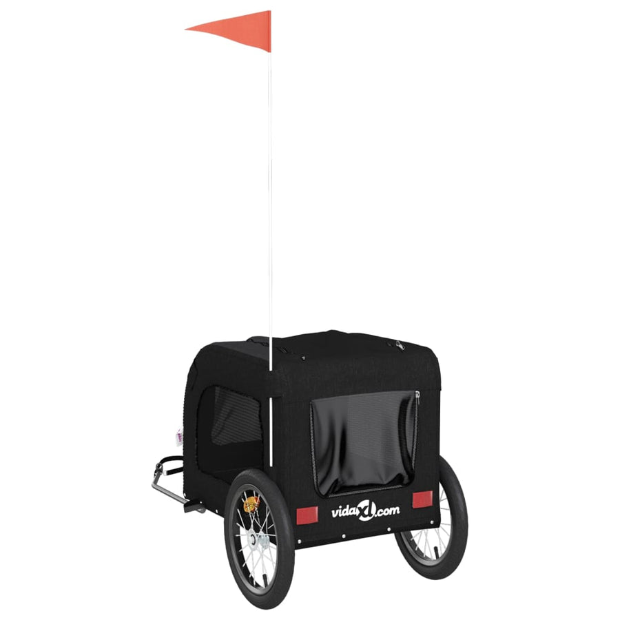 Hondenfietstrailer oxford stof en ijzer zwart 125 x 64 x 66 cm Zwart