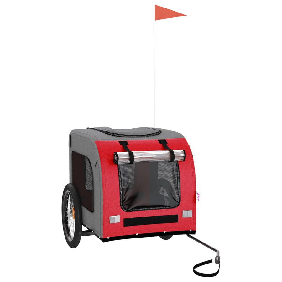 Hondenfietstrailer oxfordstof en ijzer rood en grijs 69 x 133.5 x 73.5 cm Rood