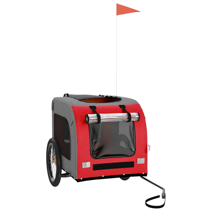 Hondenfietstrailer oxfordstof en ijzer rood en grijs 69 x 133.5 x 73.5 cm Rood
