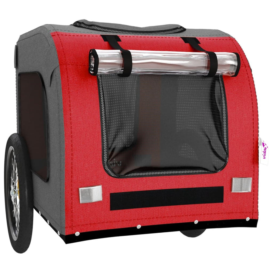 Hondenfietstrailer oxfordstof en ijzer rood en grijs 69 x 133.5 x 73.5 cm Rood