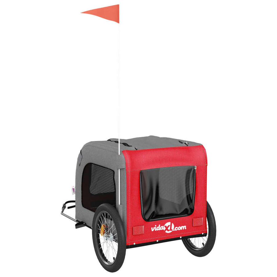 Hondenfietstrailer oxfordstof en ijzer rood en grijs 69 x 133.5 x 73.5 cm Rood