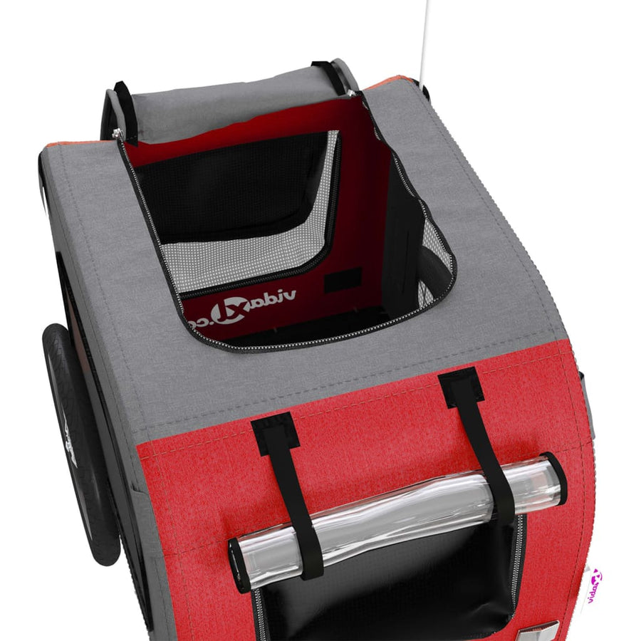 Hondenfietstrailer oxfordstof en ijzer rood en grijs 69 x 133.5 x 73.5 cm Rood
