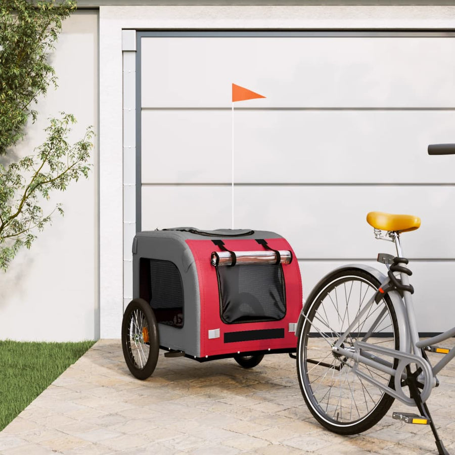 Hondenfietstrailer oxfordstof en ijzer rood en grijs 69 x 133.5 x 73.5 cm Rood