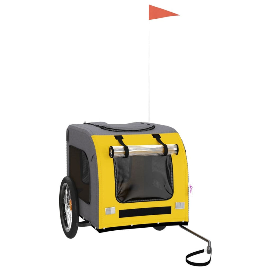 Hondenfietstrailer oxfordstof en ijzer geel en grijs 69 x 133.5 x 73.5 cm Geel