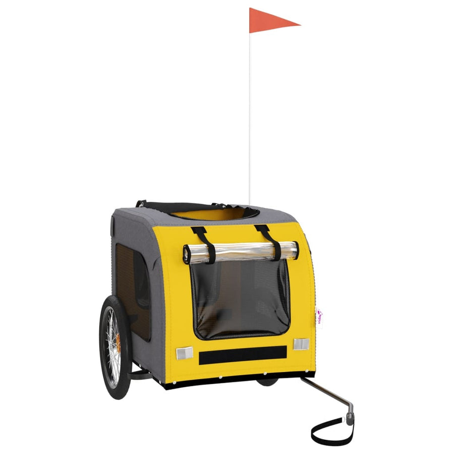 Hondenfietstrailer oxfordstof en ijzer geel en grijs 69 x 133.5 x 73.5 cm Geel