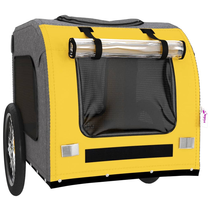 Hondenfietstrailer oxfordstof en ijzer geel en grijs 69 x 133.5 x 73.5 cm Geel