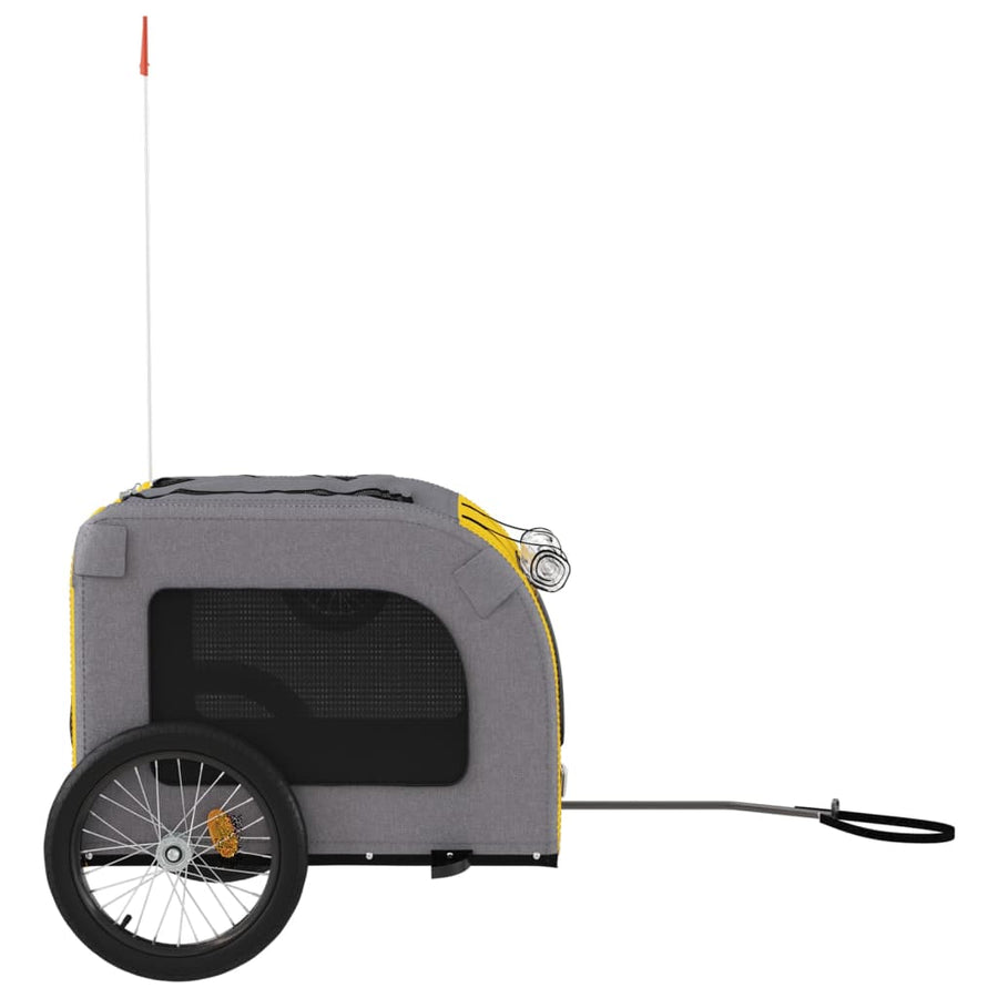 Hondenfietstrailer oxfordstof en ijzer geel en grijs 69 x 133.5 x 73.5 cm Geel