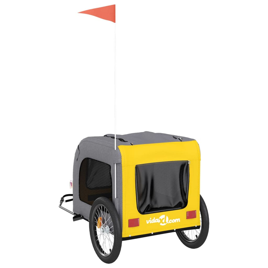 Hondenfietstrailer oxfordstof en ijzer geel en grijs 69 x 133.5 x 73.5 cm Geel