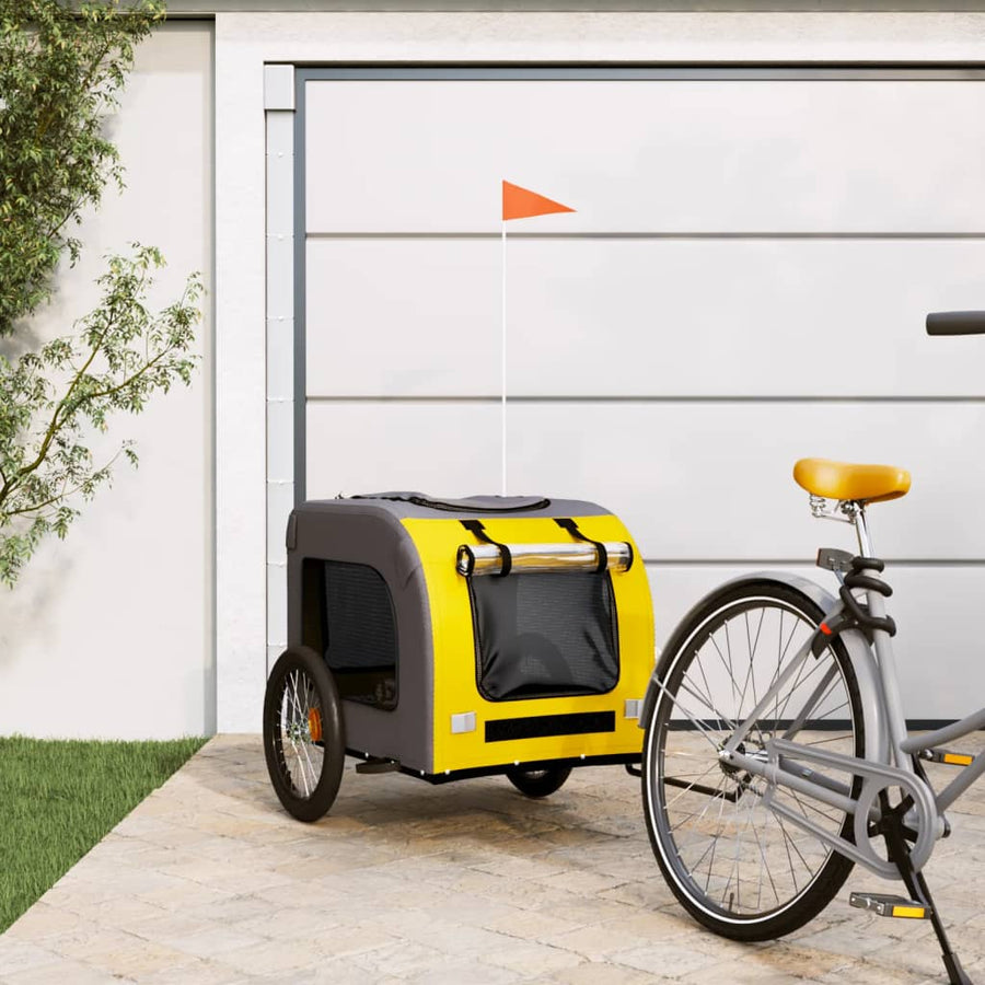 Hondenfietstrailer oxfordstof en ijzer geel en grijs 69 x 133.5 x 73.5 cm Geel