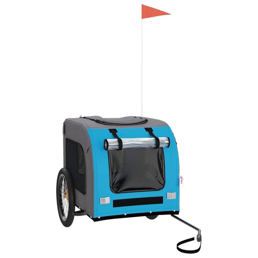 Hondenfietstrailer oxfordstof en ijzer blauw en grijs 69 x 133.5 x 73.5 cm Blauw