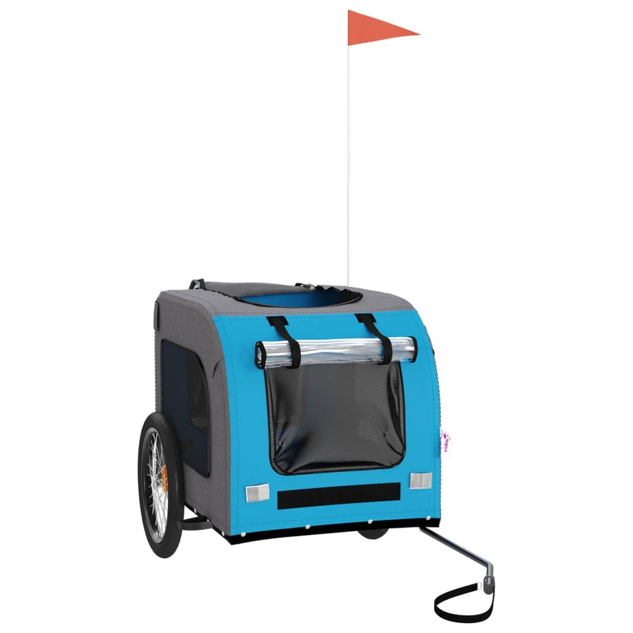 Hondenfietstrailer oxfordstof en ijzer blauw en grijs 69 x 133.5 x 73.5 cm Blauw