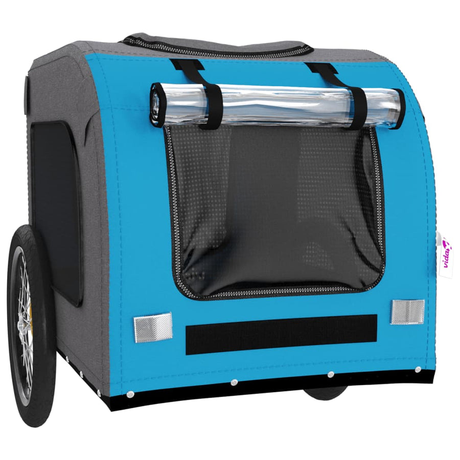 Hondenfietstrailer oxfordstof en ijzer blauw en grijs 69 x 133.5 x 73.5 cm Blauw