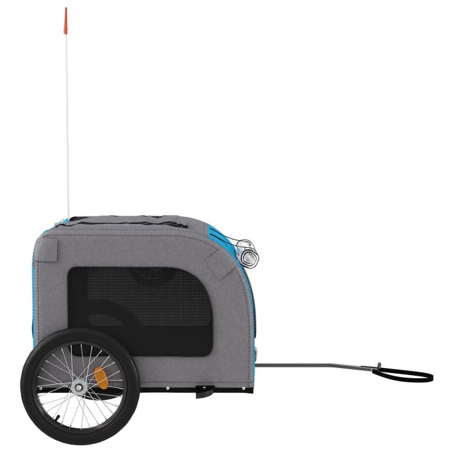 Hondenfietstrailer oxfordstof en ijzer blauw en grijs 69 x 133.5 x 73.5 cm Blauw
