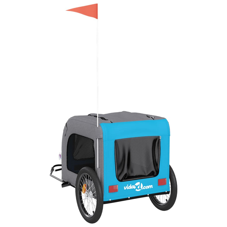Hondenfietstrailer oxfordstof en ijzer blauw en grijs 69 x 133.5 x 73.5 cm Blauw