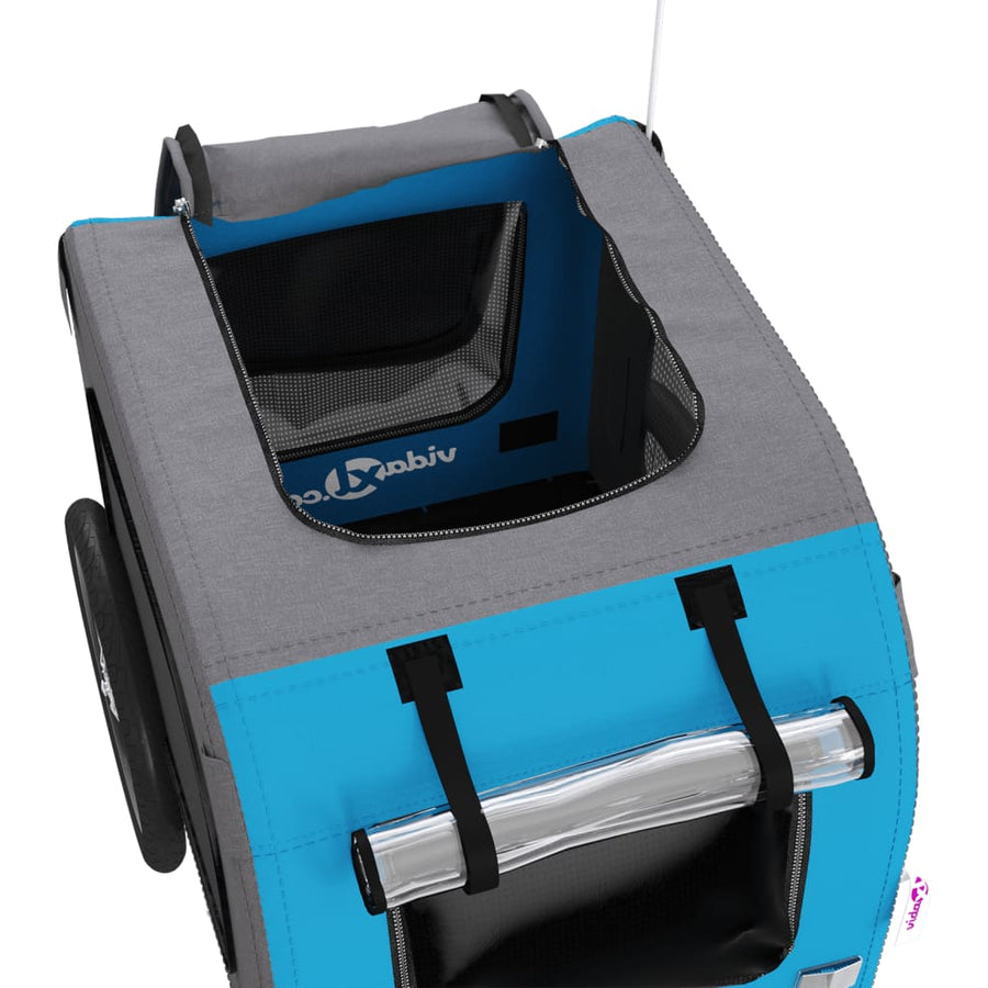Hondenfietstrailer oxfordstof en ijzer blauw en grijs 69 x 133.5 x 73.5 cm Blauw