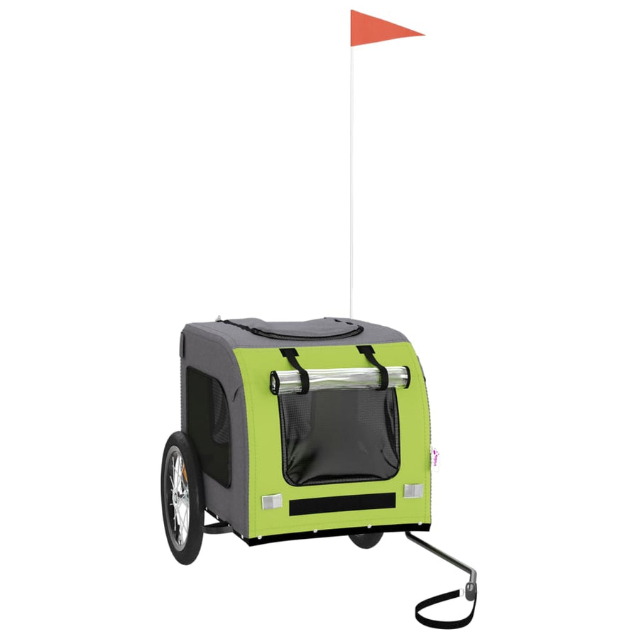 Hondenfietstrailer oxford stof en ijzer groen en grijs 69 x 133.5 x 73.5 cm Groen
