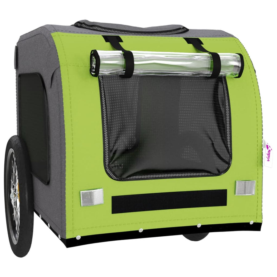 Hondenfietstrailer oxford stof en ijzer groen en grijs 69 x 133.5 x 73.5 cm Groen