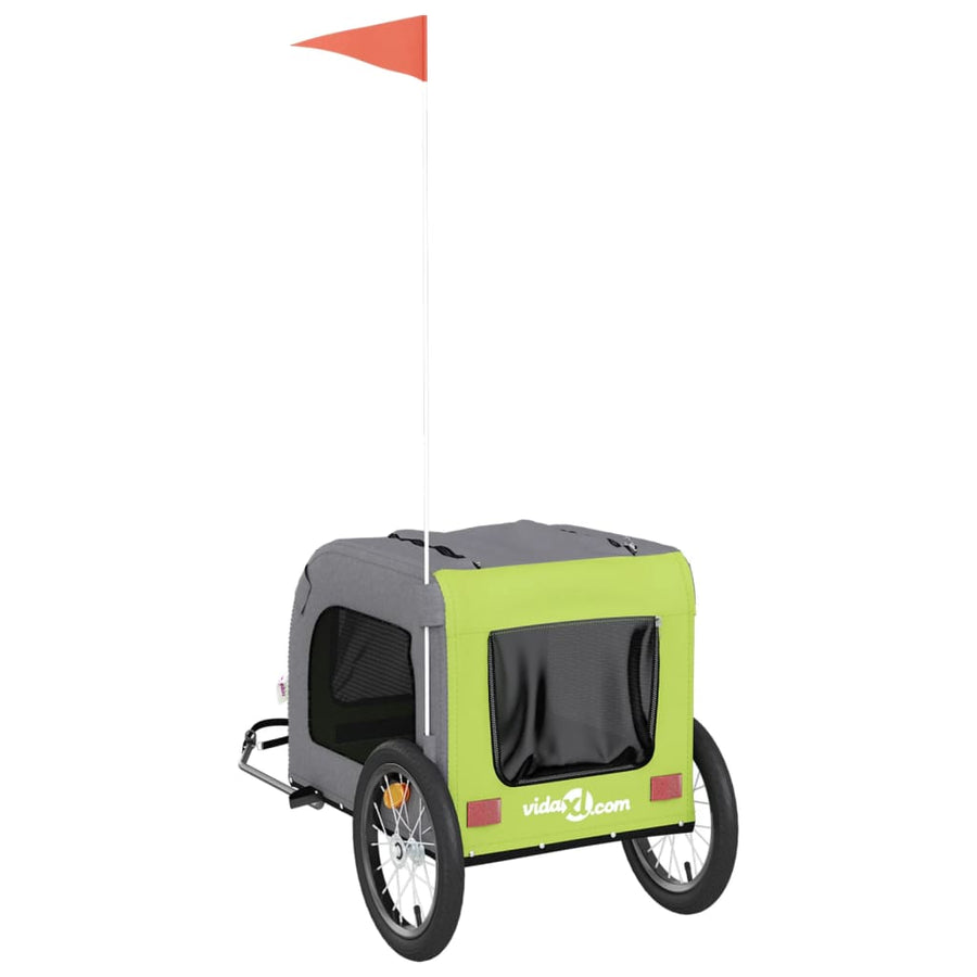 Hondenfietstrailer oxford stof en ijzer groen en grijs 69 x 133.5 x 73.5 cm Groen