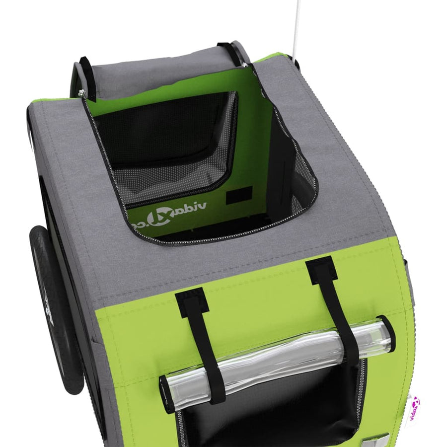 Hondenfietstrailer oxford stof en ijzer groen en grijs 69 x 133.5 x 73.5 cm Groen
