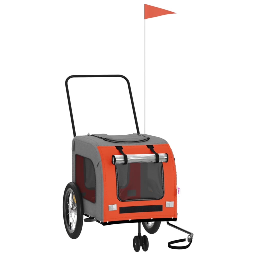 Hondenfietstrailer oxford stof en ijzer oranje en grijs 63 x 121 x 65 cm orange