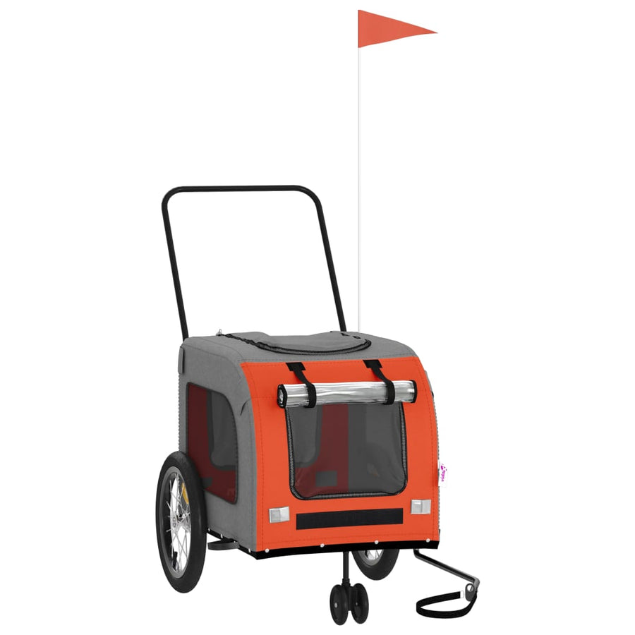 Hondenfietstrailer oxford stof en ijzer oranje en grijs 63 x 121 x 65 cm orange